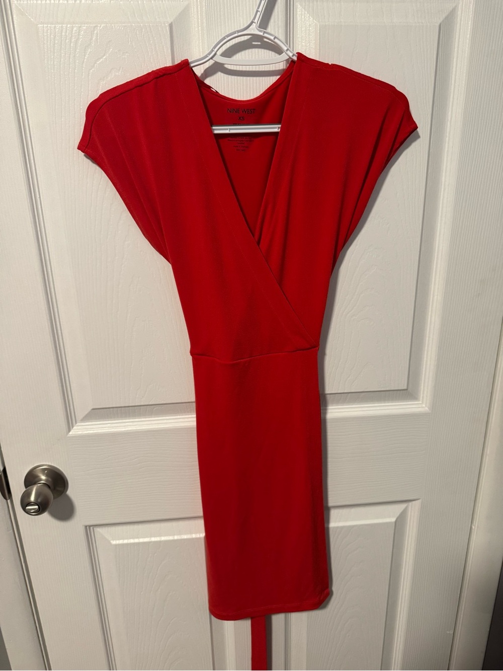 Nine West Red Surplice Midi Dress
